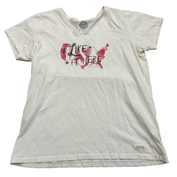 Women’s Life is Good USA I Like It Here Tshirt - Picture 1 of 4